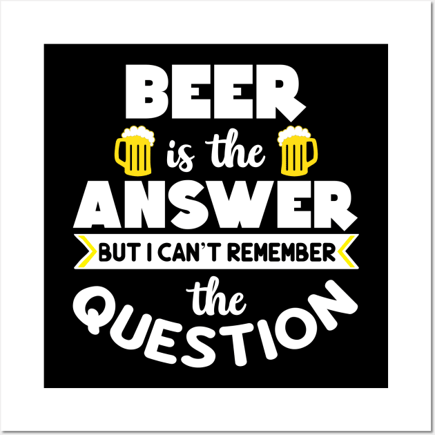 Beer is the answer but I can't remember the question - white design Wall Art by CcilFR